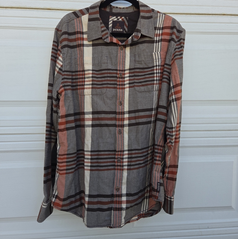 Prana Brown and Cream Casual Button Down Shirt - Picture 3 of 8